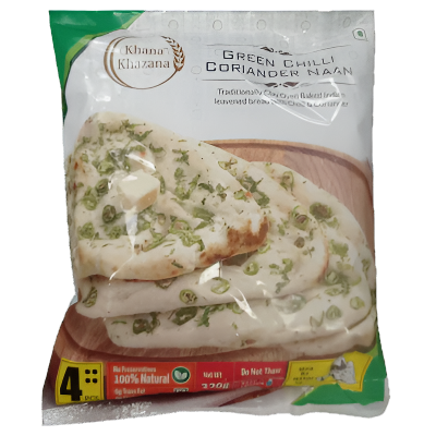 Khana Khazana Frozen Green Chilli Coriander Naan (Shipping for Netherlands and Belgium only)