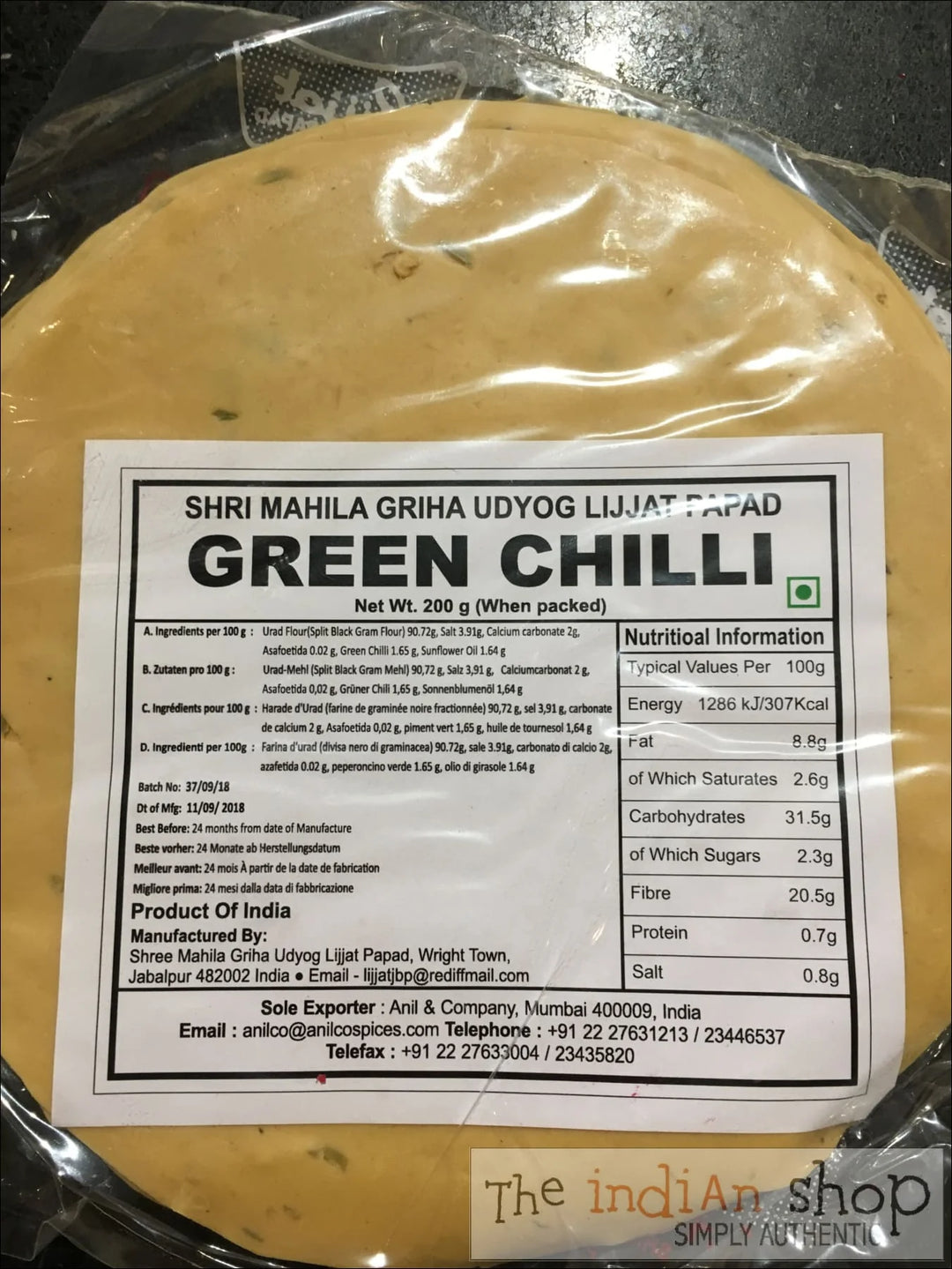 Lijjat Green Chilli Papad